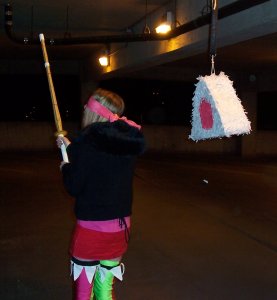 Right now the onigiri pinata is mocking her.